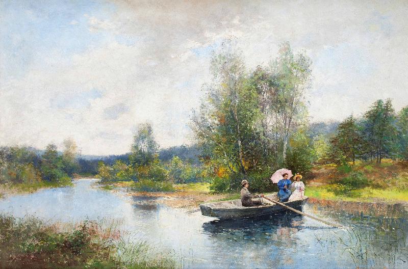 Severin Nilsson Rowing in a summer landscape Sweden oil painting art